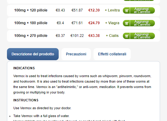 Vermox (Mebendazolo) 100mg