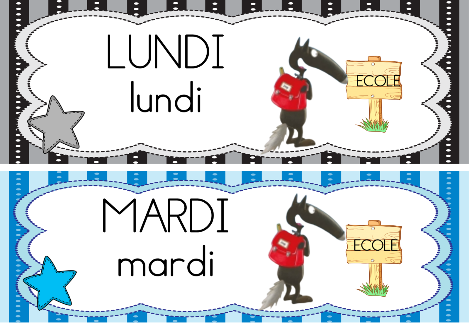 Jour De La Semaine Maternelle Pdf Loup : Affichage de la date (3 versions disponibles) - Mes tresses D  Zécolles