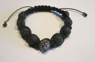 Bracelet Shamballa Lion Pierres de Lave