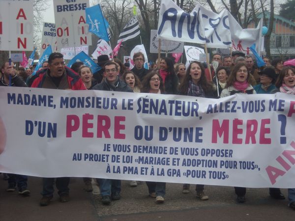 Un immense bravo pour la mobilisation de l’Ain   contre le projet de loi Taubira à Paris le 24 mars