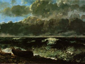 « La mer orageuse » et « La falaise d'Etretat après l'orage ».