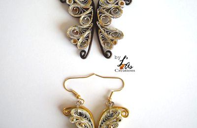 Boucles d'oreilles quilling papillon