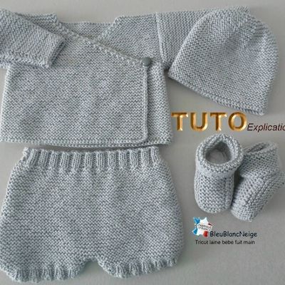 TUTO tricot bébé, tutoriel, Patron layette bb à tricoter pdf