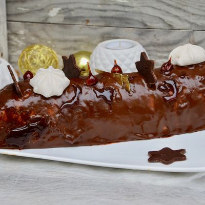 Bûche chocolat - noisettes