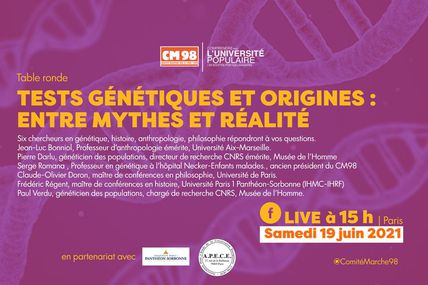 Le CM98 organise en visio une table ronde sur le thème « Tests génétiques et origines : entre mythes et réalité » !