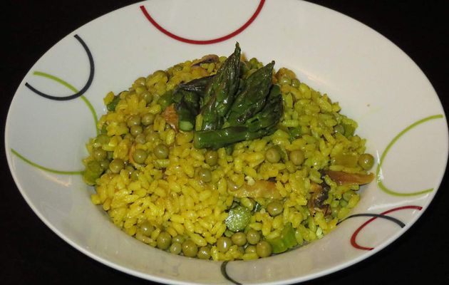 Risotto aux asperges vertes et aux champignons