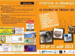 Association de Potiers Créateurs de Puisaye - 2ème Festival de céramique - Couvent de Treigny (89) - les 10 / 11 août 