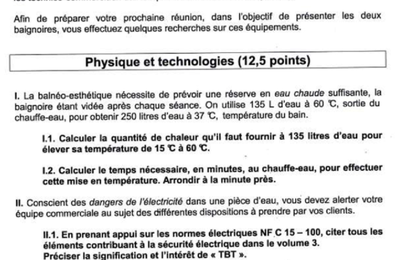 sujet examen n°3 : sujet physique-chimie BTS ESTH