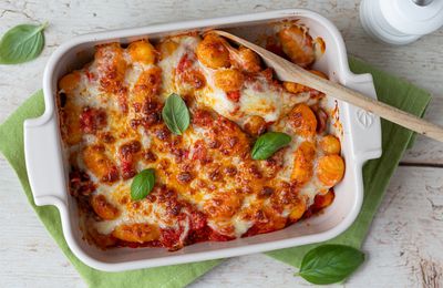 Gratin de gnocchi au chorizo et poivron