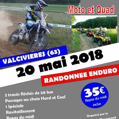 Randonnée La Cheveyrande moto et quad du Team Enduro Cheveyrand à Valcivieres (63), le 20 mai 2018.