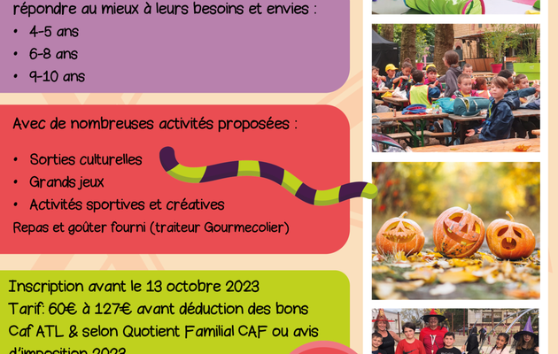 VACANCES automne 4/10 ans et 11/15 ans