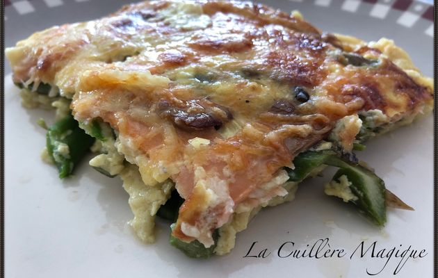 Quiche sans pâte saumon fumé, asperges vertes