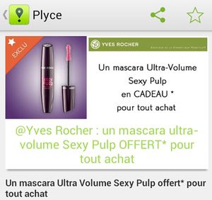 Un mascara gratuit chez Yves Rocher !