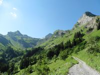 Depuis la piste, la Tulle, la Goenne, l'Aiguille de Manigod.