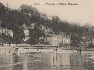 ÉPINAL Ecole Primaire Supérieure de Jeunes Filles, Effet de Lune Faubourg d'Alsace, 5 heures du matin, La Passerelle et le Quai de Dogneville