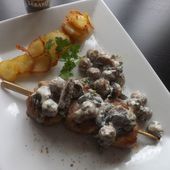 Brochette de filet mignon et sa poelée de champignons crémés IG bas -