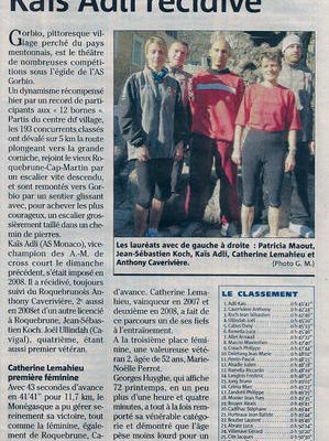 * * * L'ARTICLE DE NICE MATIN SUR LA COURSE DE GORBIO * * *