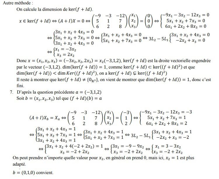 POST BAC - Applications linéaires - Exercice sur les ker(g)/ker(g^2)/ker(g^3) et l'inclusion stricte