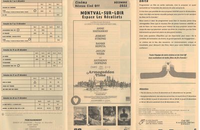 Décembre 2022 :   programme cinéma à Montval-sur-Loir