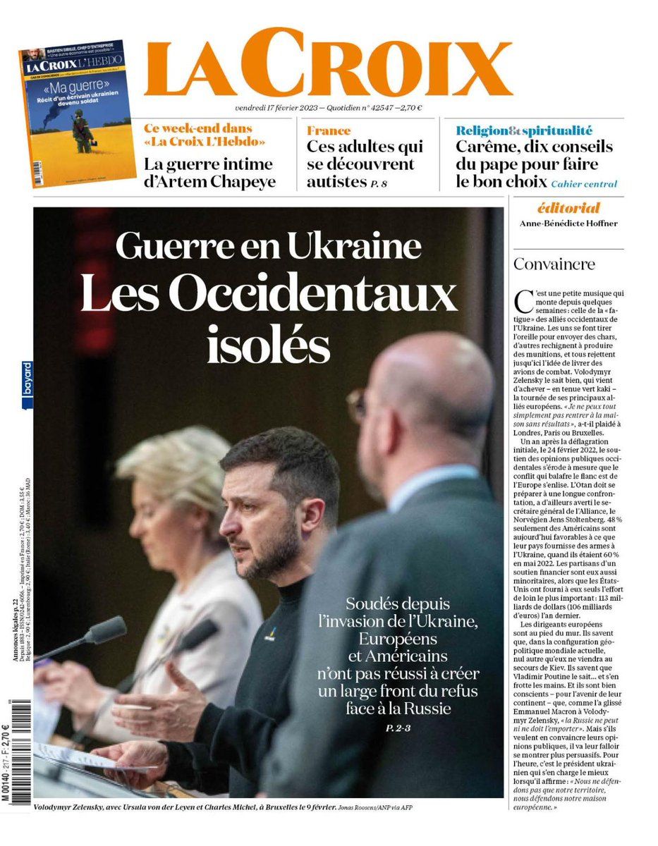 La une des quotidiens nationaux ce vendredi 17 février 2023.