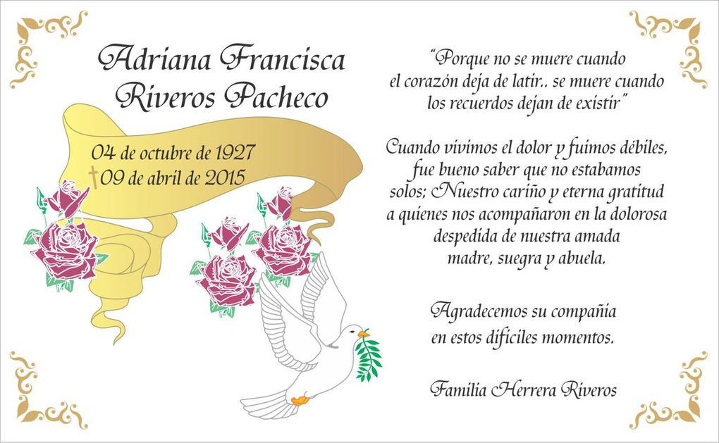 Diseños de Tarjetas de Agradecimiento de Condolencia, Defunción, Pésame, Formato Postal - Whatsapp +56985772933 - +56930601037