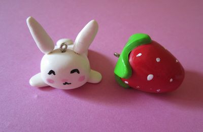 Lapinou fraise en fimo !