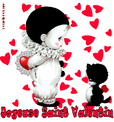Gif Anime Joyeuse Saint Valentin Avec Mignon Pierrot Et Petit Chat Les Gifs Animes De Dentelledelune