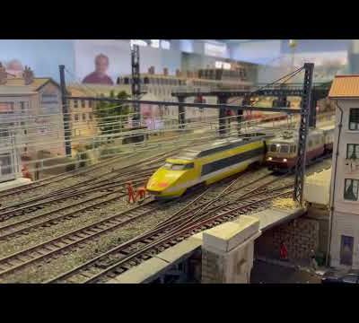 le réseau HO de l'Association des modélistes ferroviaires du Pujolais et du Villeneuvois