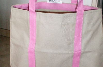 sac tissu beige et rose