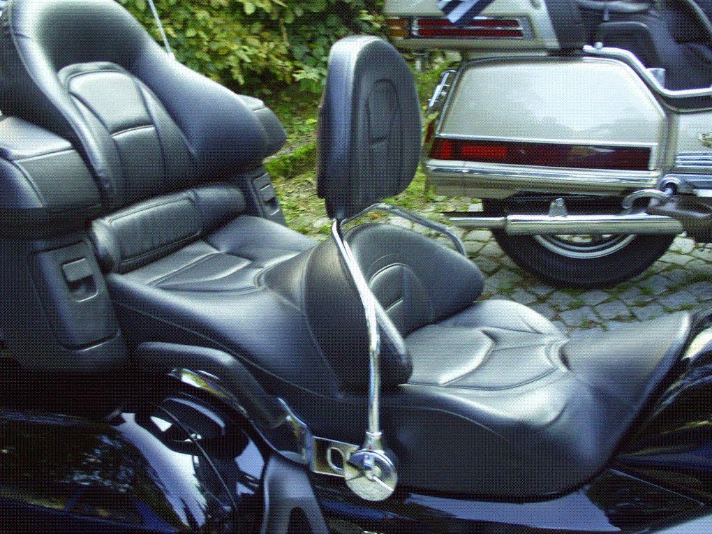 DIAPORAMA 7 PHOTOS - LA GOLD 1800 - AVEC SES NOUVEAUX ACCESSOIRES - REPOSE PIED REGLABLE CLOCLO EST CONTENTE - DOSSIER PILOTE - NOUVEAU PARE-BRISE