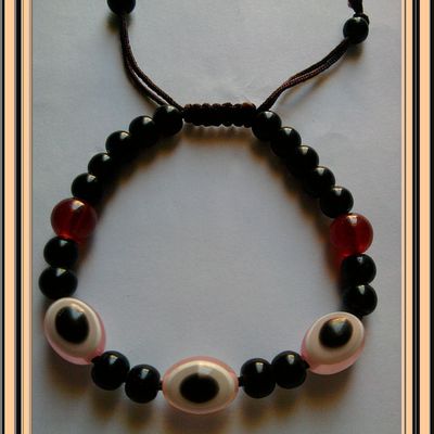 Bracelet en perle noir et rose