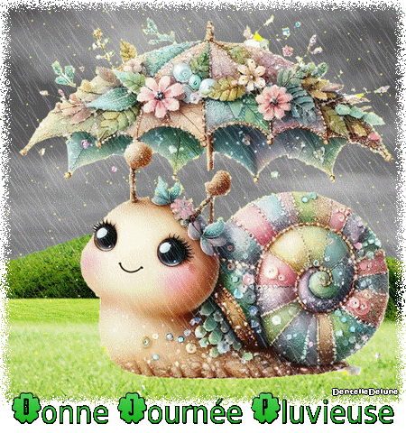 Bonne journée pluvieuse - escargot - gif animé