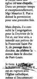 FSSPX/Évêché de Port-Louis (Ile Maurice) : les pièces du dossier