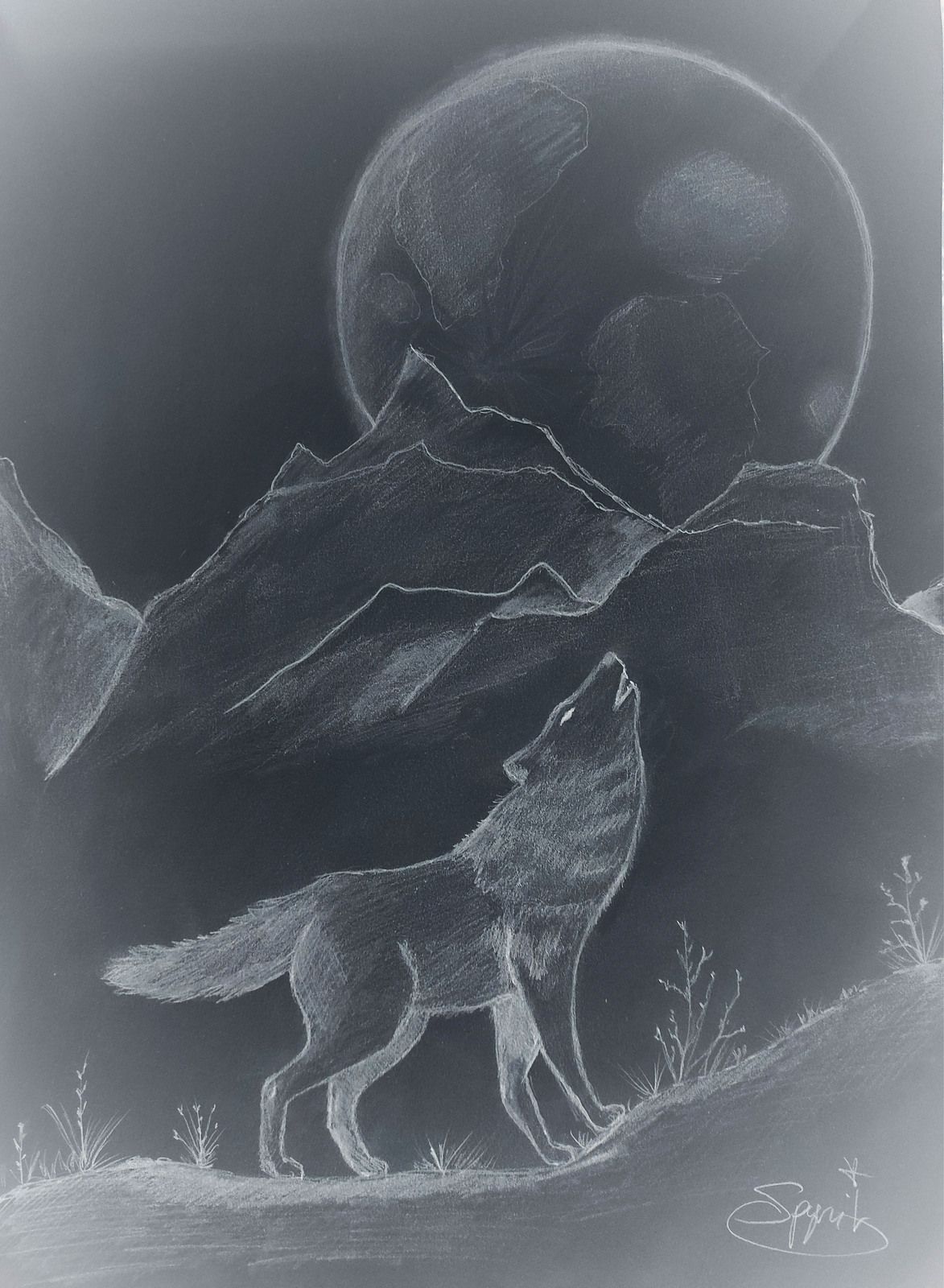 Dessin De Loup Qui Hurle à La Lune Facile dessin d'un loup qui hurle à la lune - Spyrit