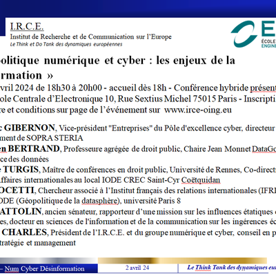 2 Avril : « Géopolitique numérique et cyber : les enjeux de la désinformation »