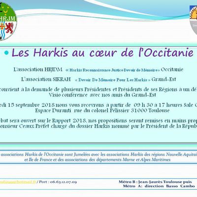 Samedi 15 septembre 2018 ( Débat conférence Harkis) à Toulouse (31)