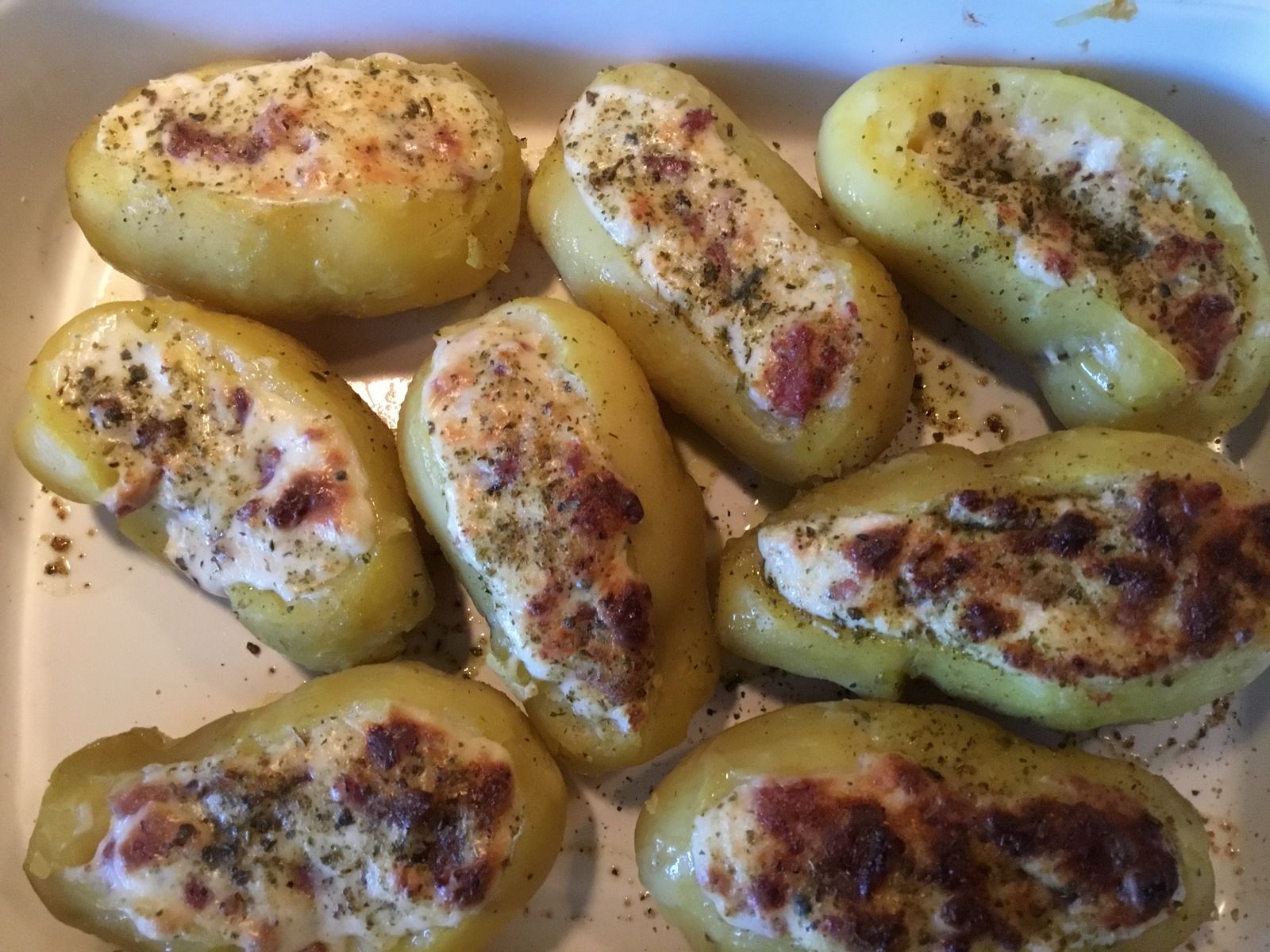 pommes de terre farcies aux lardons, Saint Agur et mascarpone