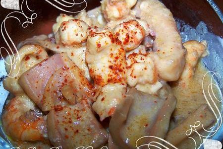 Calamars&langoustines en sauce