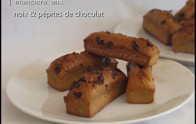 Financiers aux noix et pépites de chocolat