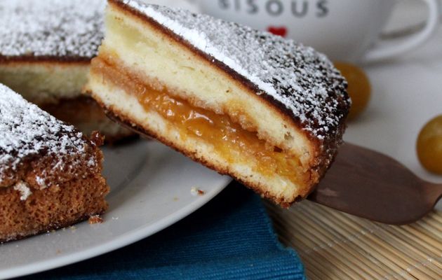 Gâteau Lorrain à la compotée de mirabelles.
