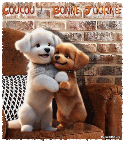 Coucou - Bonne journée - gif animé - chiens qui dansent - les gifs animés  de dentelledelune