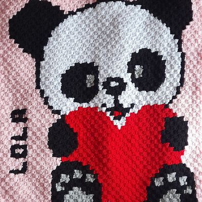Couverture c2c panda au crochet