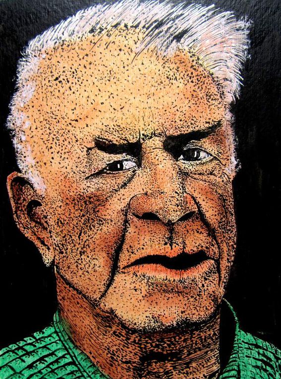 portraits à l'encre et au crayon