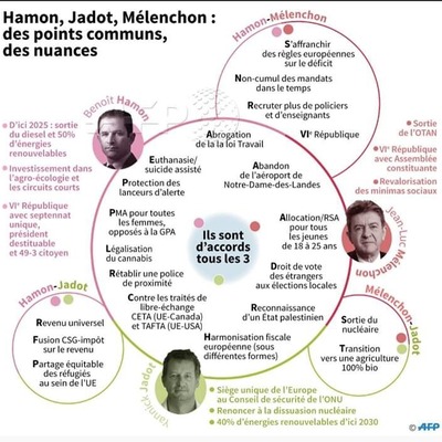 Election Présidentielle: divergences et convergences sur les programmes Hamon, Jadot, Mélenchon et Macron