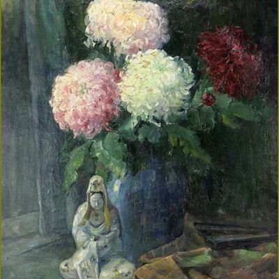 Les fleurs par les grands peintres -   Emil Carlsen (1853 -1932)- chrysanthèmes