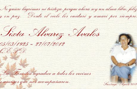 Diseño e Impresión de Tarjetas de Condolencias Modelo Postal "Otoño" para la señora Sixta