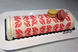 Bûche chocolat blanc framboise yuzu