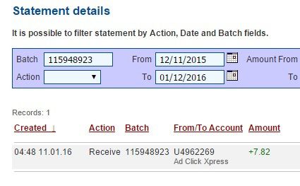 Here is my New Proof Withdrawal from AdClickXpress