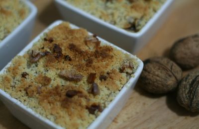 crumble pommes, coing et noix