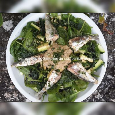Salade de courgettes épinards sardines et son caviar d'aubergine (recette facile et rapide)